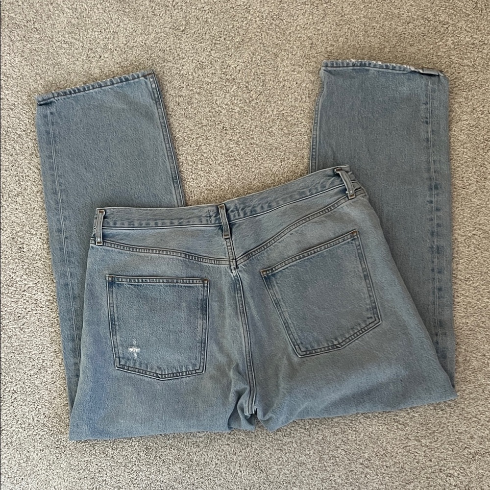 Agolde Light Wash Button-Fly Straight Jeans - Picture 4 of 6